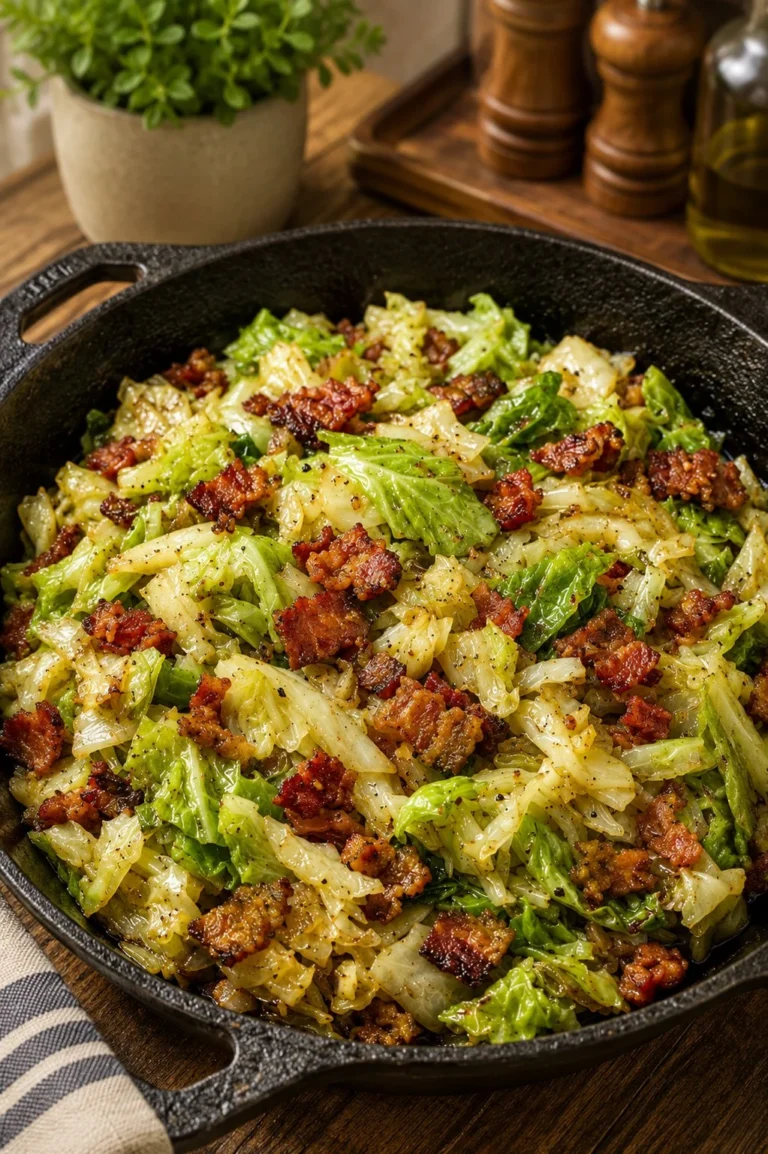 Southern 3-Ingredient Fried Cabbage served in a skillet