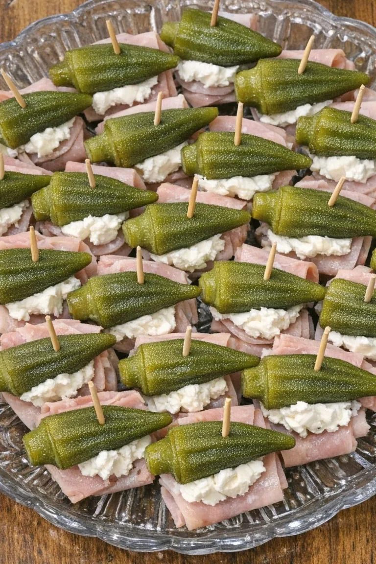 Southern 3-Ingredient Pickled Okra Bites served on a rustic plate