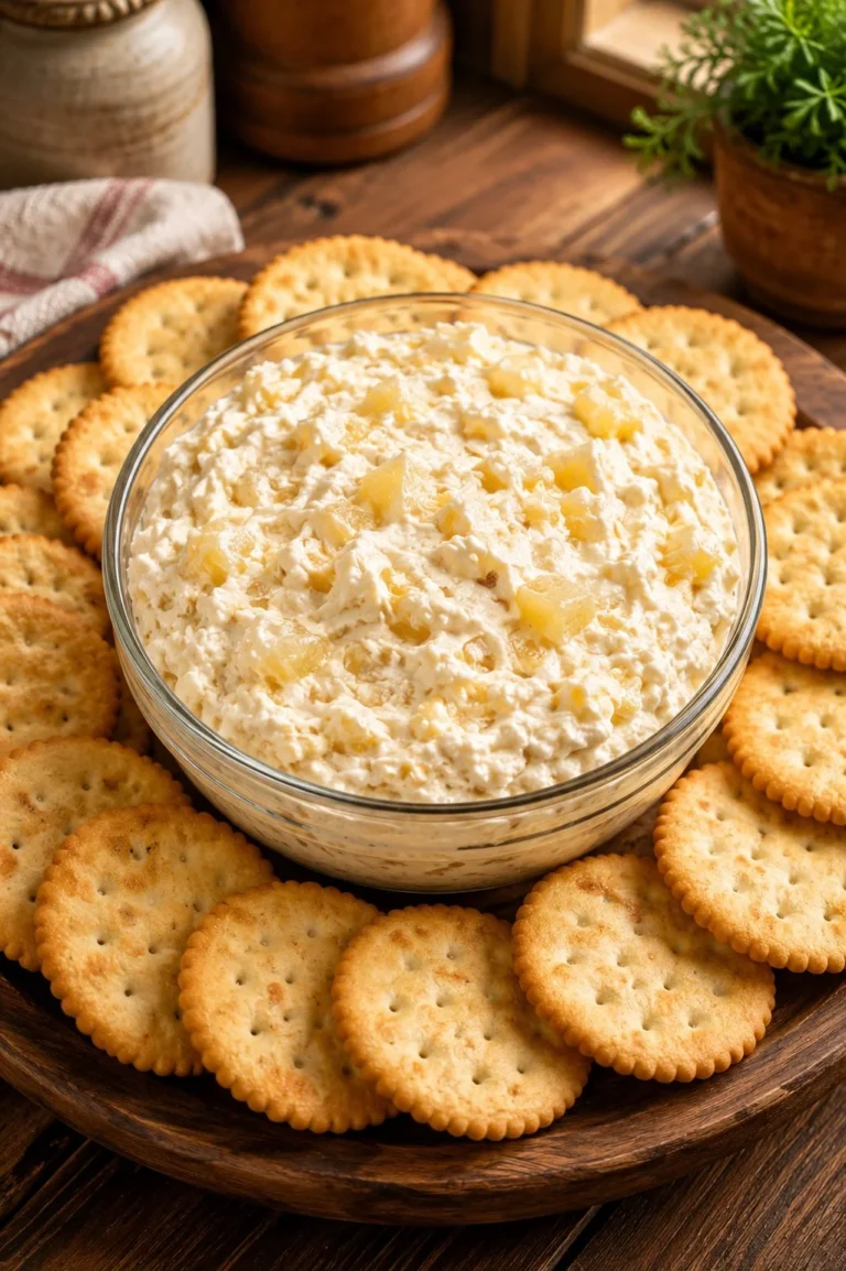 Southern 3-ingredient pineapple cream cheese dip served in a bowl