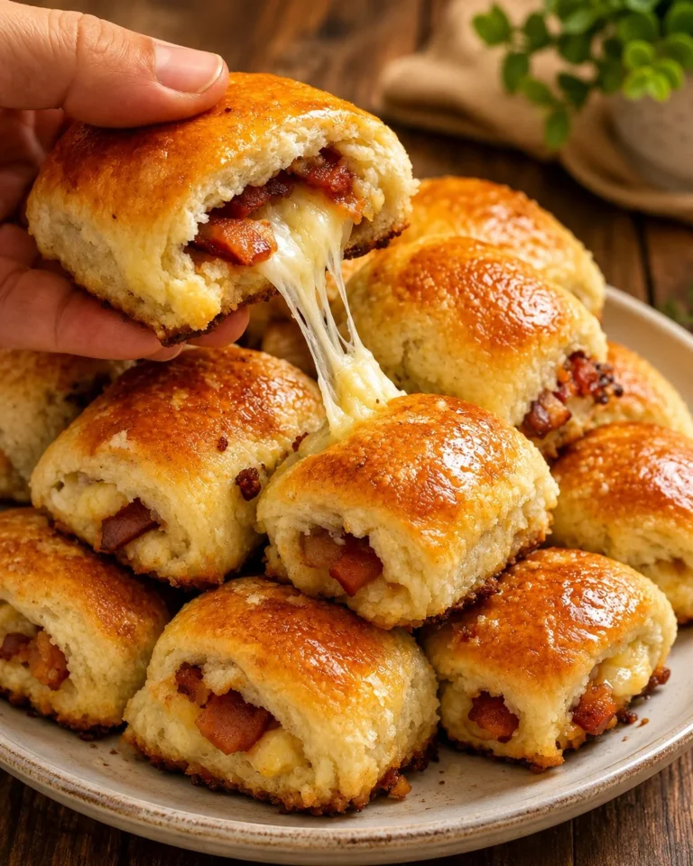 Plate of Southern 4-Ingredient Bacon Montgomery Rolls garnished.