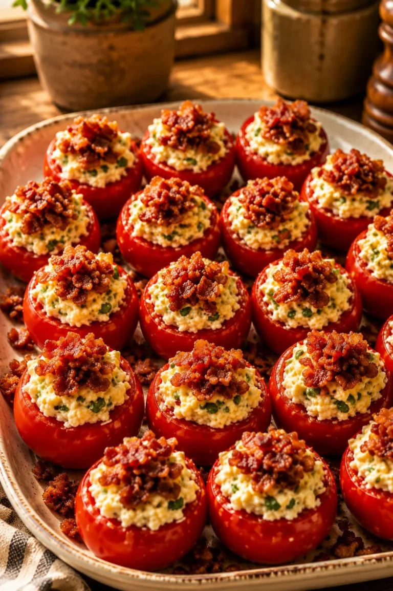 Southern 4-Ingredient BLT Cherry Tomatoes garnished and ready to serve