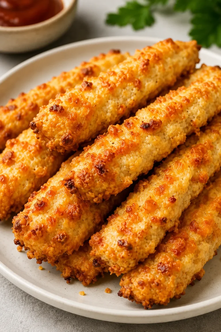 Southern 4 ingredient cheese straws served on a white plate with a crispy golden cheddar finish.
