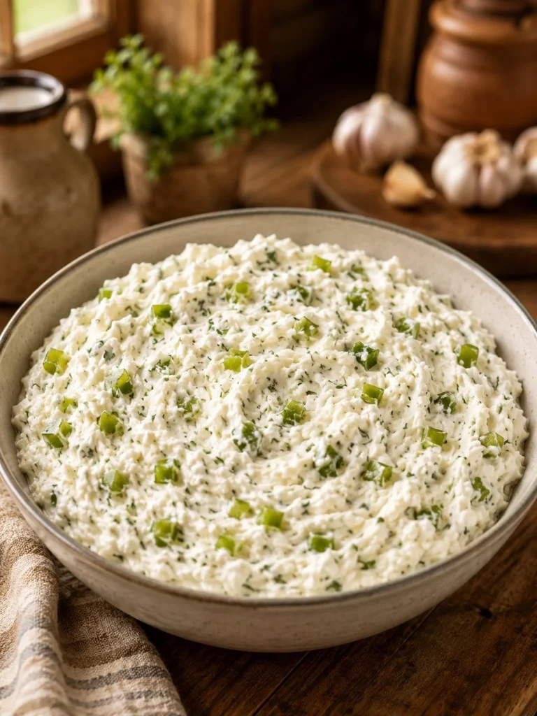 Southern Dill Pickle Dip served in a bowl with crackers