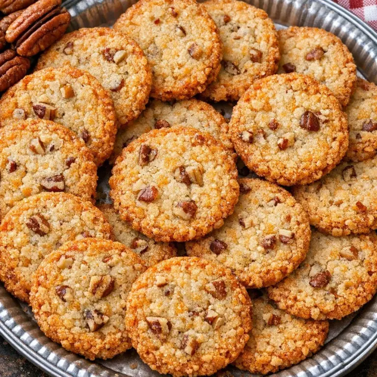 Homemade Southern Pecan Cheese Wafers served on a platter