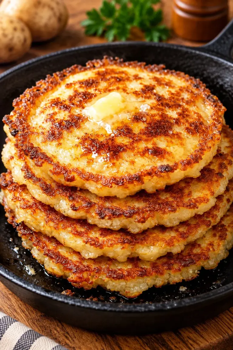 Southern 4-ingredient cornmeal cakes on a rustic plate with a fork.