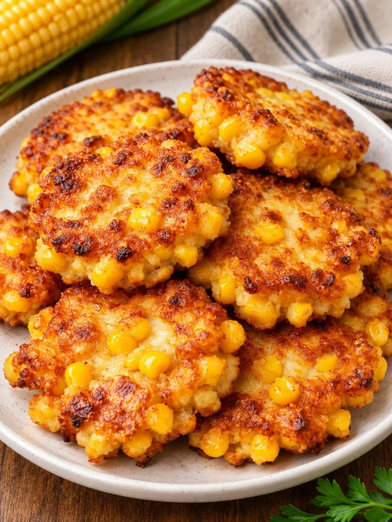 Southern 4-ingredient sweet corn fritters on a plate