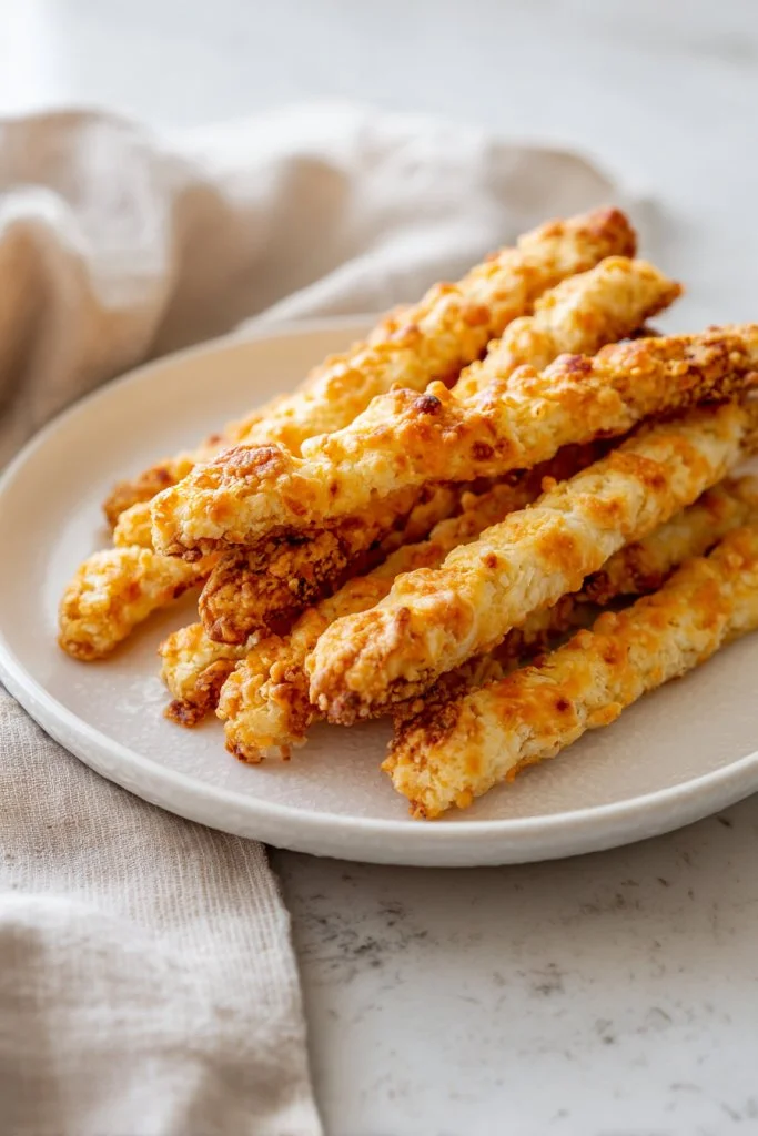 Freshly baked Southern cheese straws served on a plate