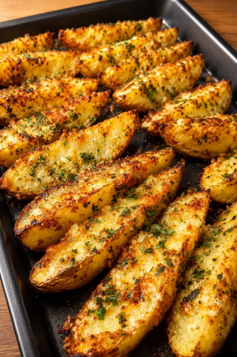 Crispy steakhouse potato wedges with parmesan