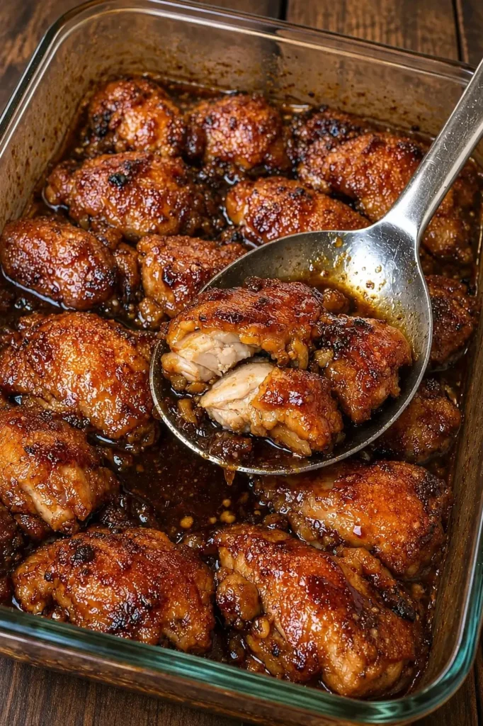 Sticky Honey Garlic Baked Chicken Thighs