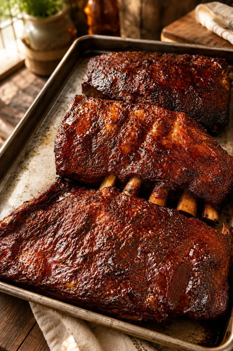 Delicious Sweet & Smoky St. Louis Style Smoked Ribs on a grill