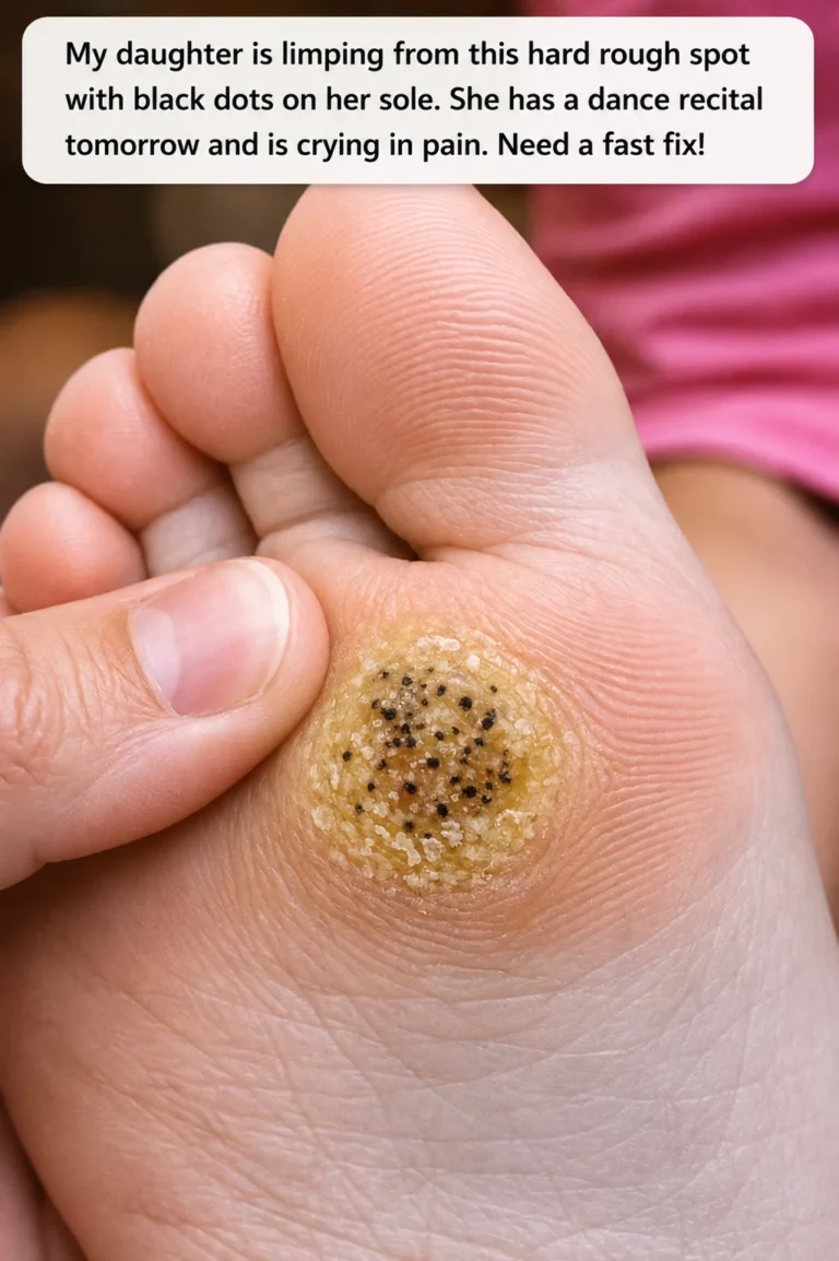 Adult calf showing a swollen red skin sore with a dark central area requiring medical assessment