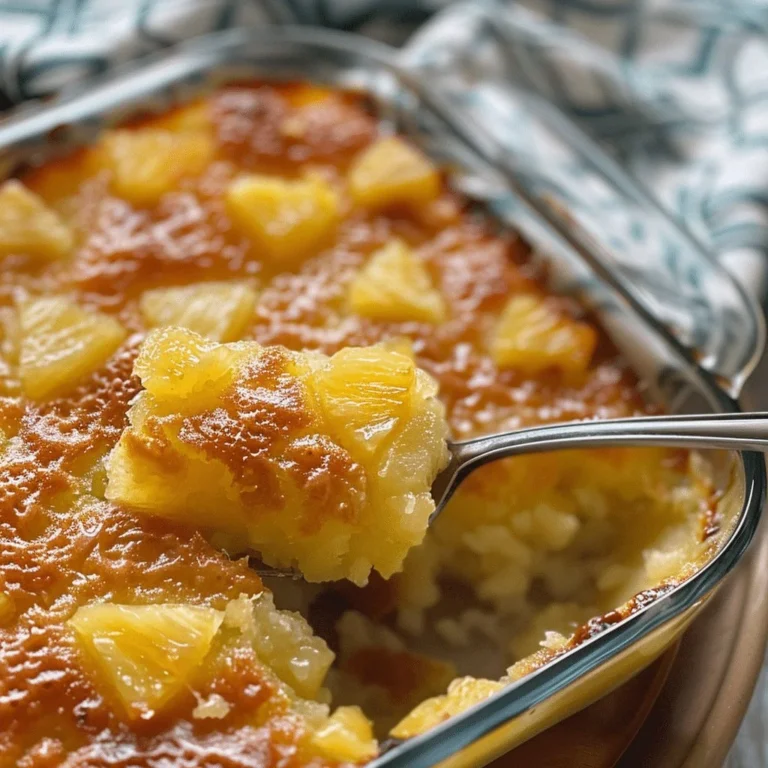Delicious pineapple bake served in a dish with a golden crust