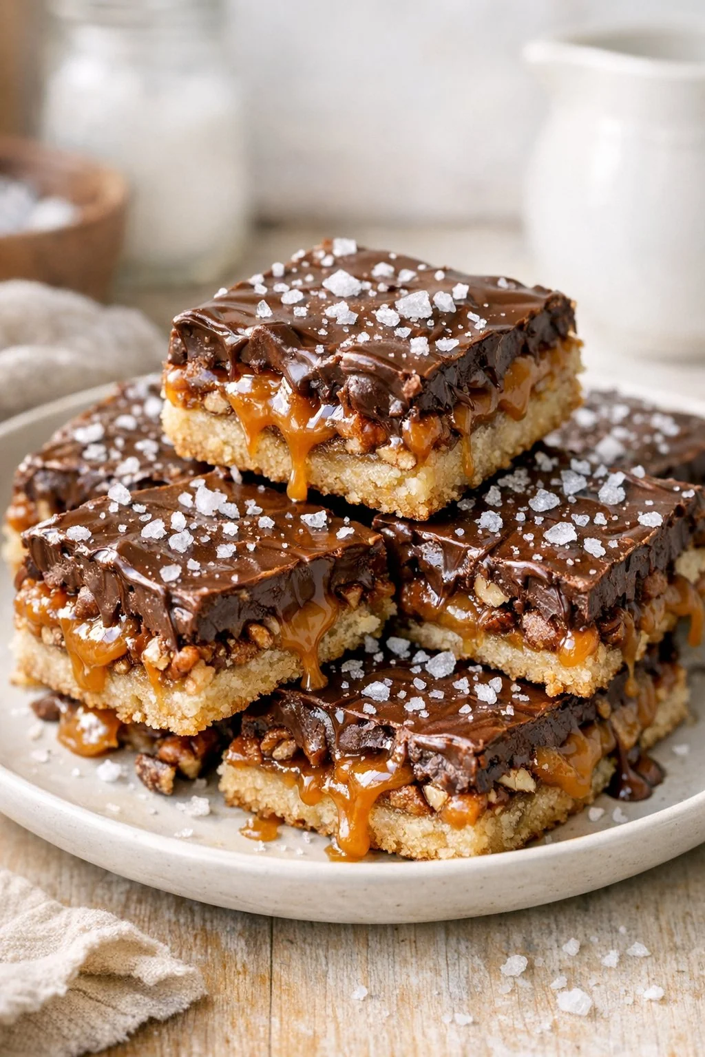 A salted caramel variation of the turtle bars