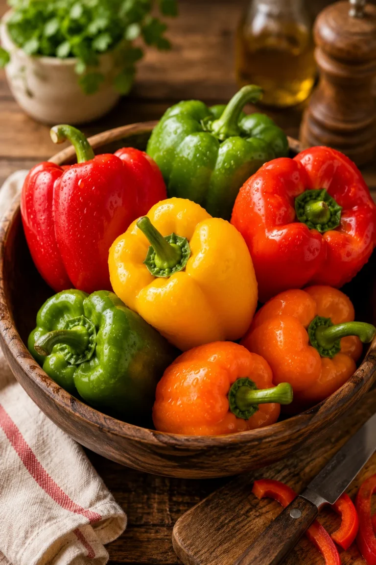 Colorful leftover bell peppers with sliced peppers and several easy dishes for using them up