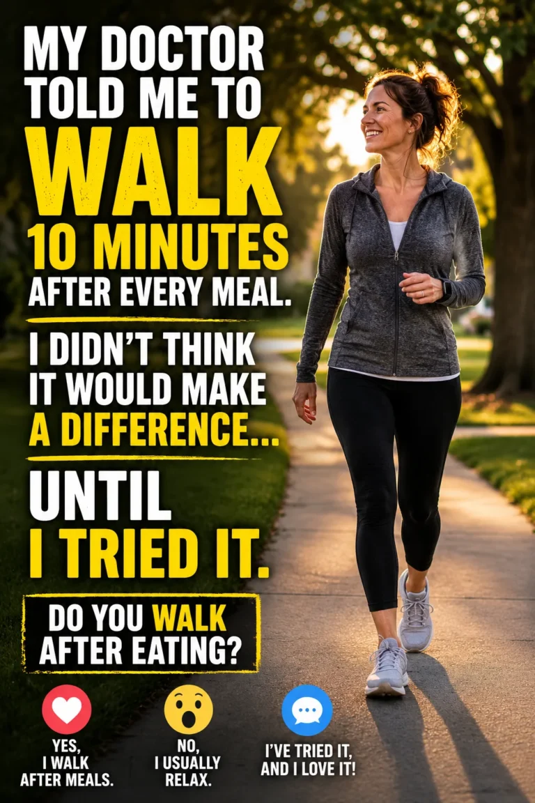 Woman taking a 10-minute walk outdoors after eating a meal