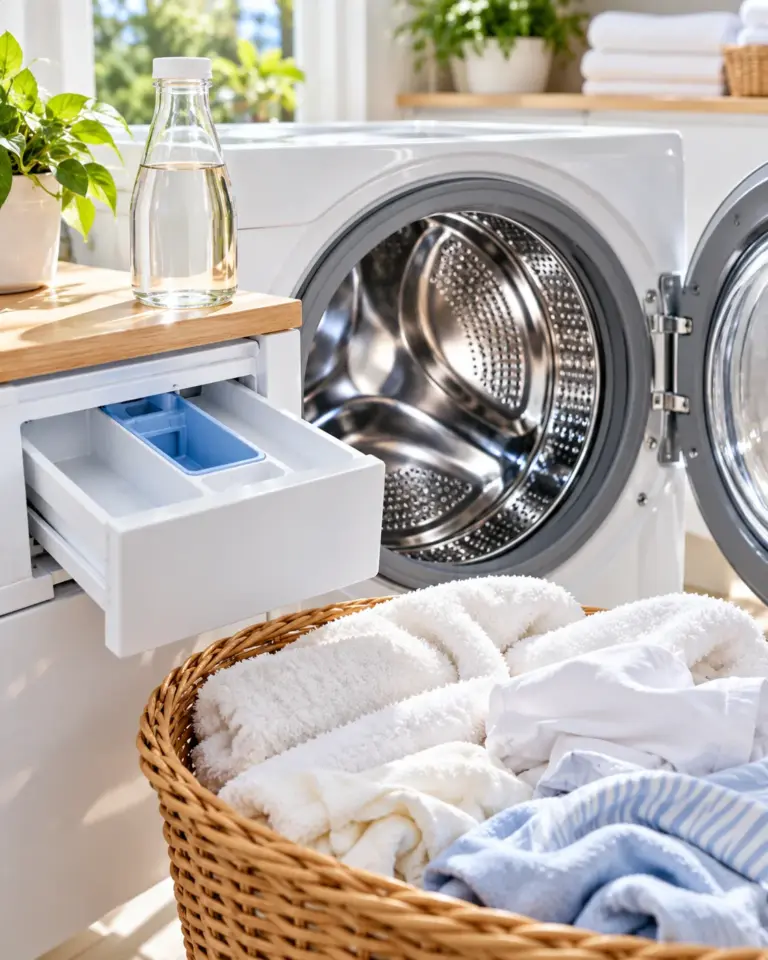 White vinegar instead of fabric softener in a washing machine dispenser