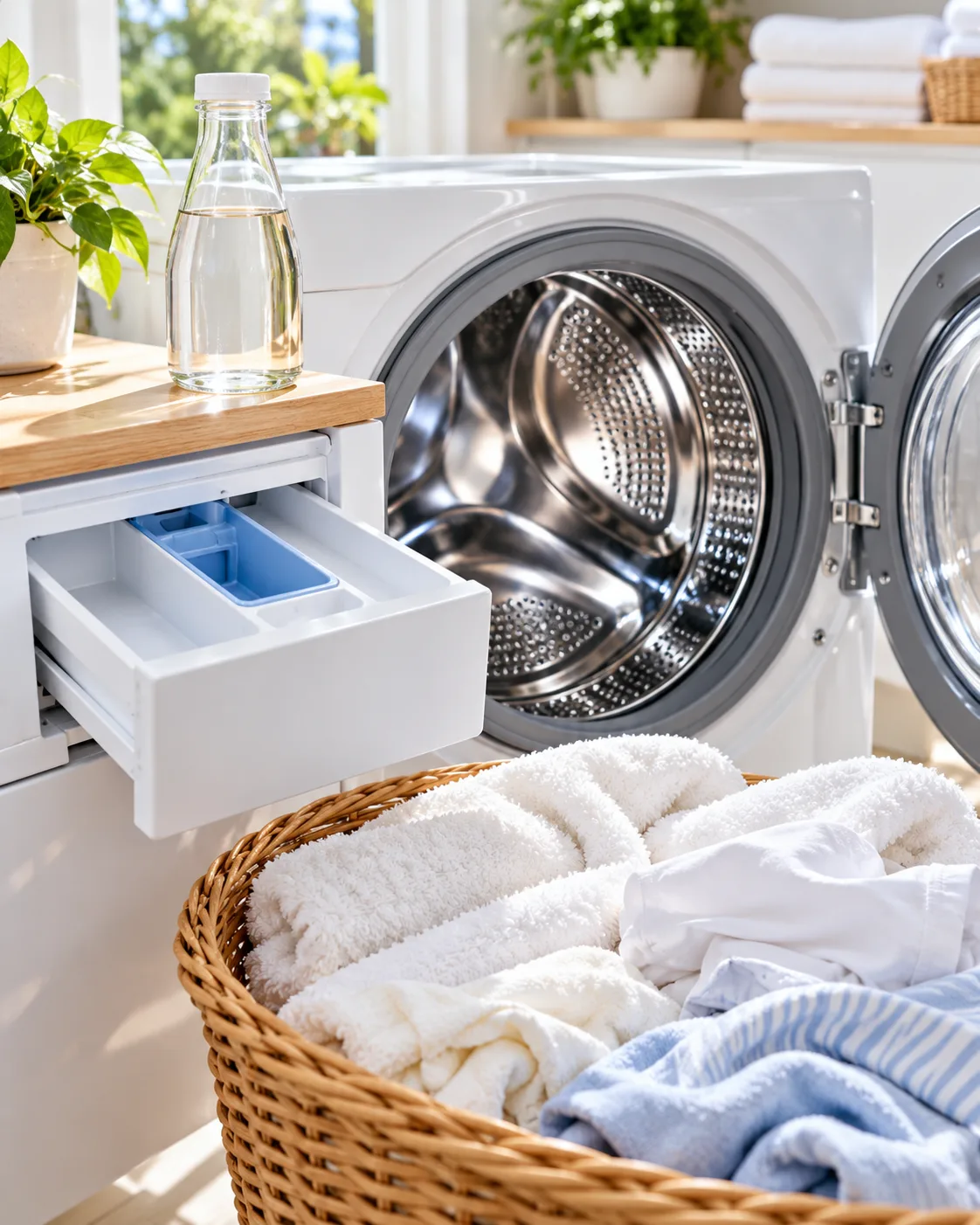 White vinegar instead of fabric softener in a washing machine dispenser