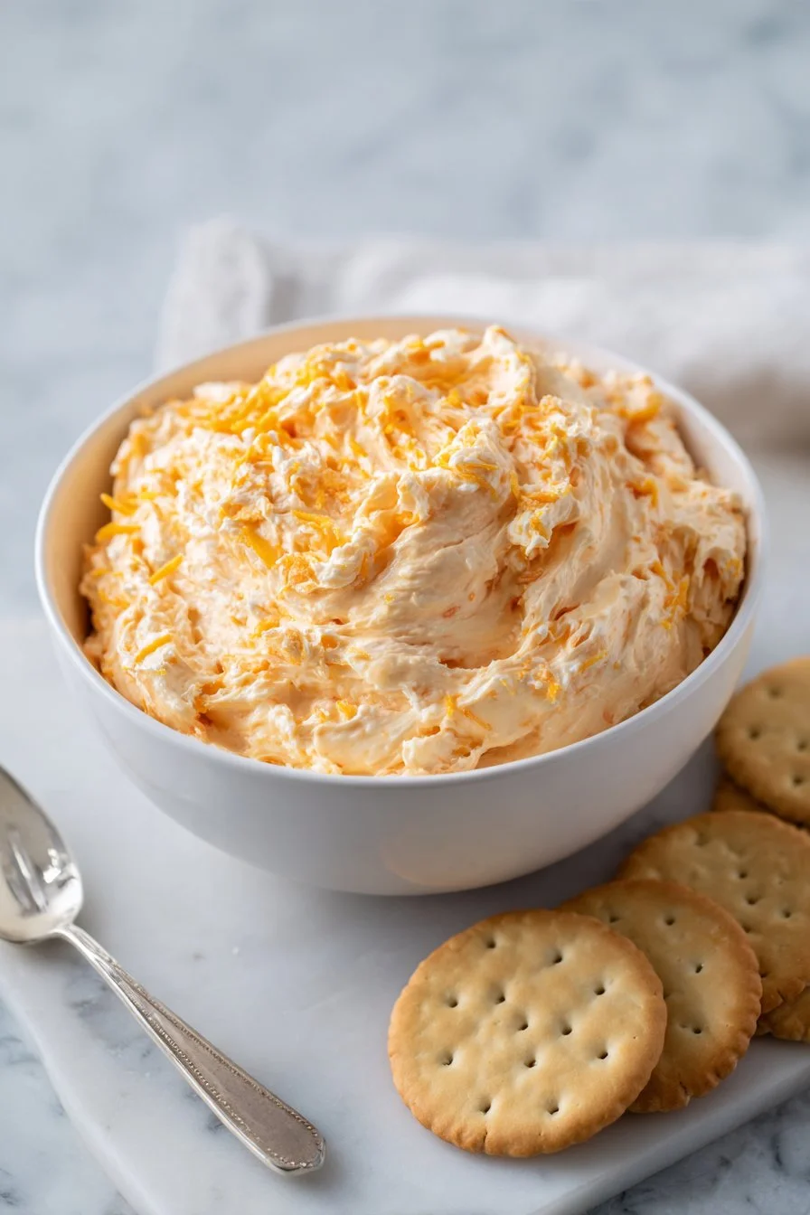Wisconsin Supper Club cheese spread served with crackers and vegetables